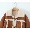 Womens Winter Faux Shearling Jacket With Suede-Like Finish Loose Fit Streetwear Coat