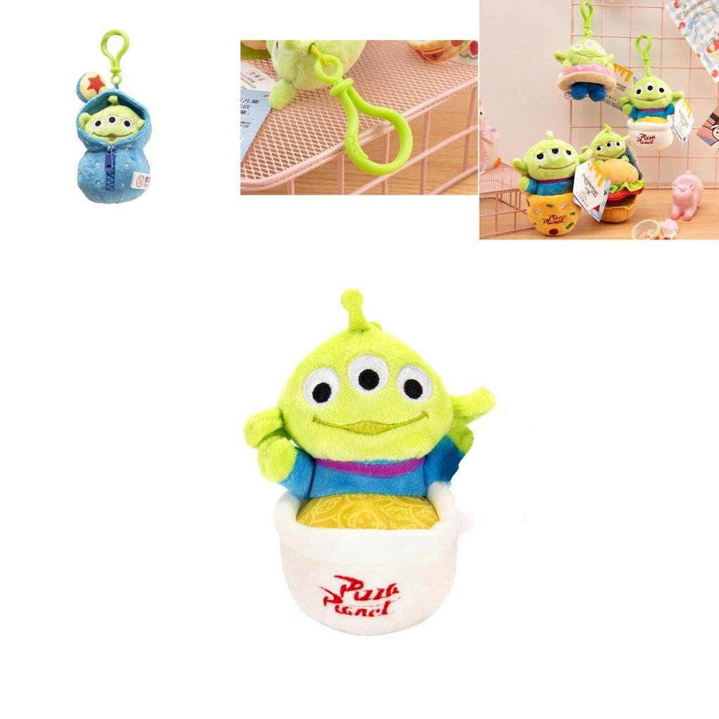 Disney Toy Story Alien Plush Doll Pendant Doughnut Hamburger Keychain Kid Gift