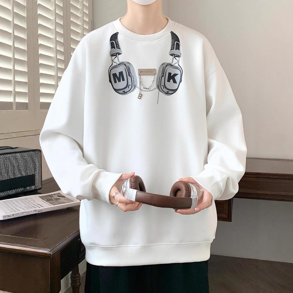 Осень и Зима Новое Молодежное Дизайнерское Ожерелье Украшено Красивым Новым Свитером с Принтом Мальчики Удобный Свободный Джокер.