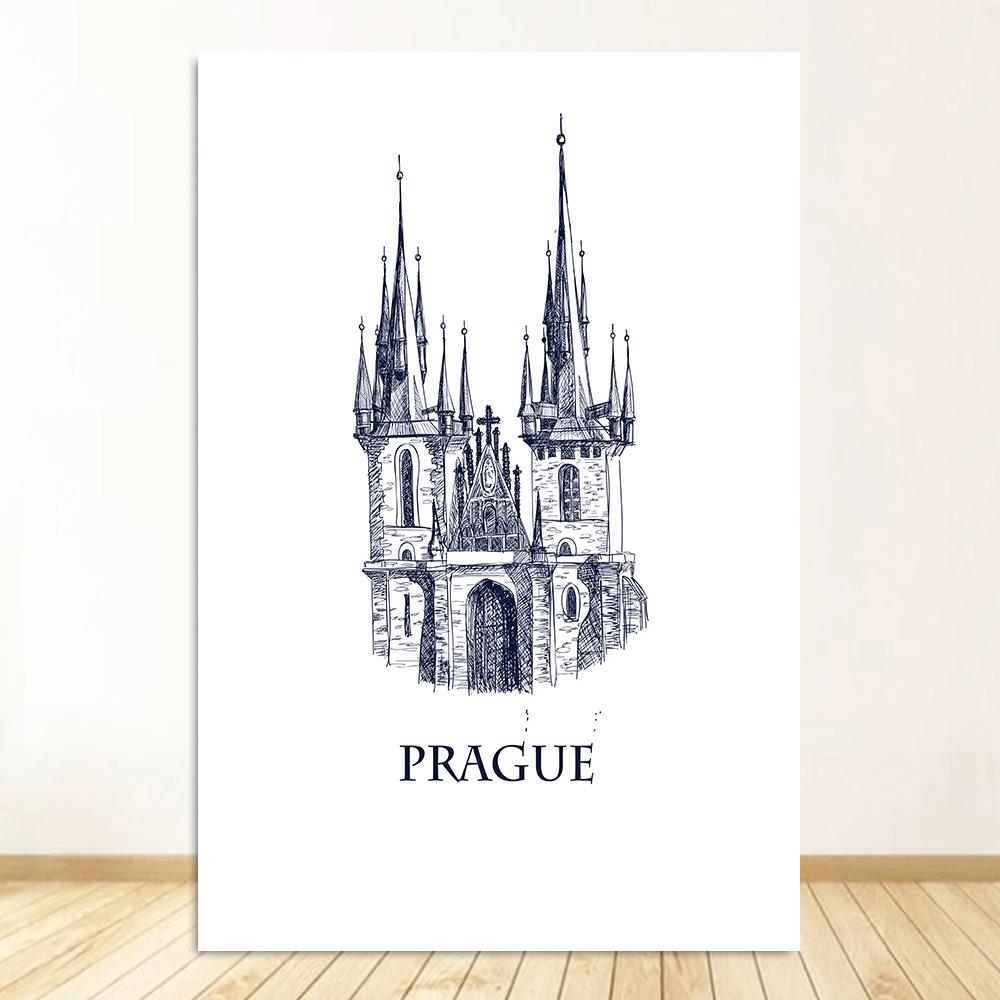 Черно-белый дорожный постер Ретро принт городского пейзажа Картина на холсте Скандинавское настенное искусство Домашний декор