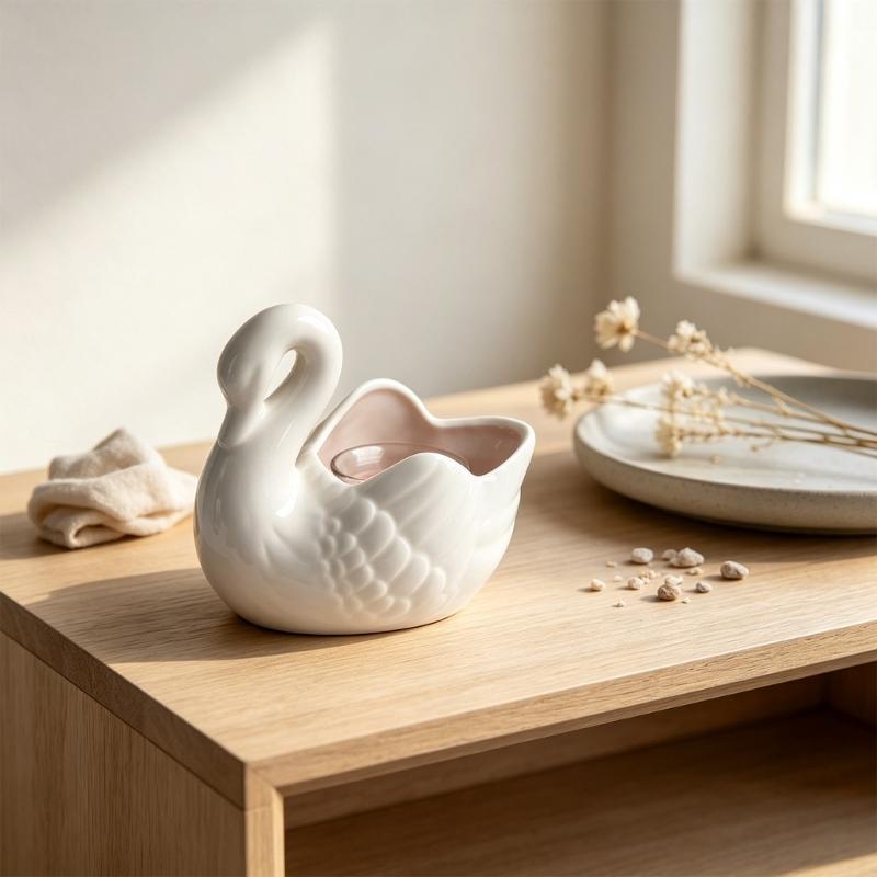 Ceramic Duck Tealight Candle Holders for Dining Table Decors, Decorative Tabletop Succulents Planter Vases for Shelf, Mantels, Sideboard