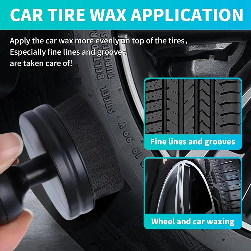 Кисть для блеска шин IPELY, Кисть для нанесения чернителя шин с базой для хранения, Кисть-аппликатор для блеска шин с щетиной высокой плотности для автодетейлинга