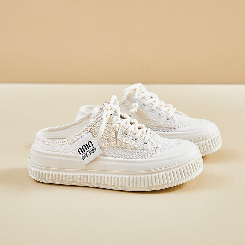 Новые парусиновые белые туфли женские сетчатые полуподдерживающие повседневные туфли Ins Slip-on Sloth Sneakers