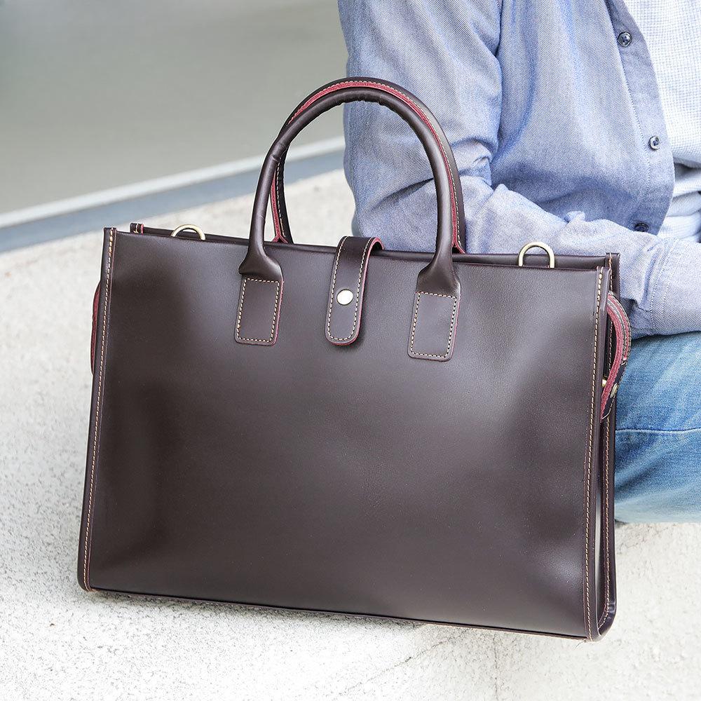 Men's Handbag Genuine Leather Business Computer Cowhide Official Document Bag Briefcase Shoulder Bag