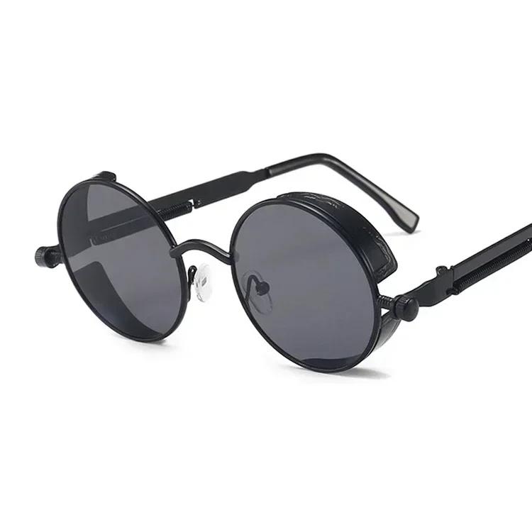 Classic Gothic Steampunk Sunglasses Vintage Round Mirror Glasses UV400 Protection Retro Fashion Eyewear Brand Designer