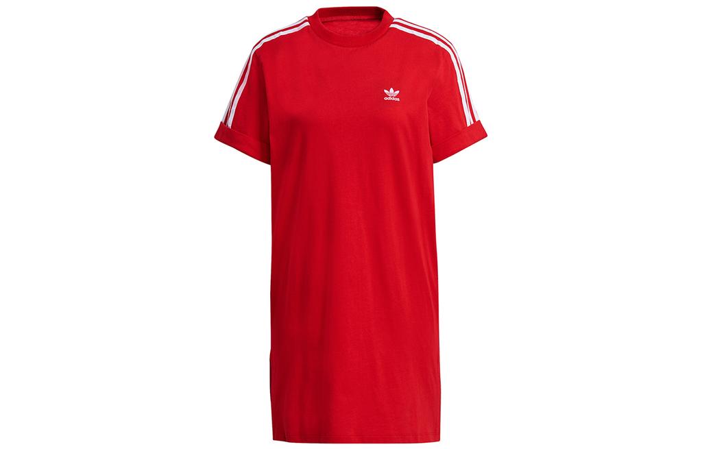 adidas Оригинальное платье с коротким рукавом для женщин Светло-алый GN2778