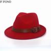 Модная джентльменская элегантная мужская шерстяная джазовая шляпа-федора с поясом, винтажная церковная шляпа для женщин, кепка-котелок 56-58 см