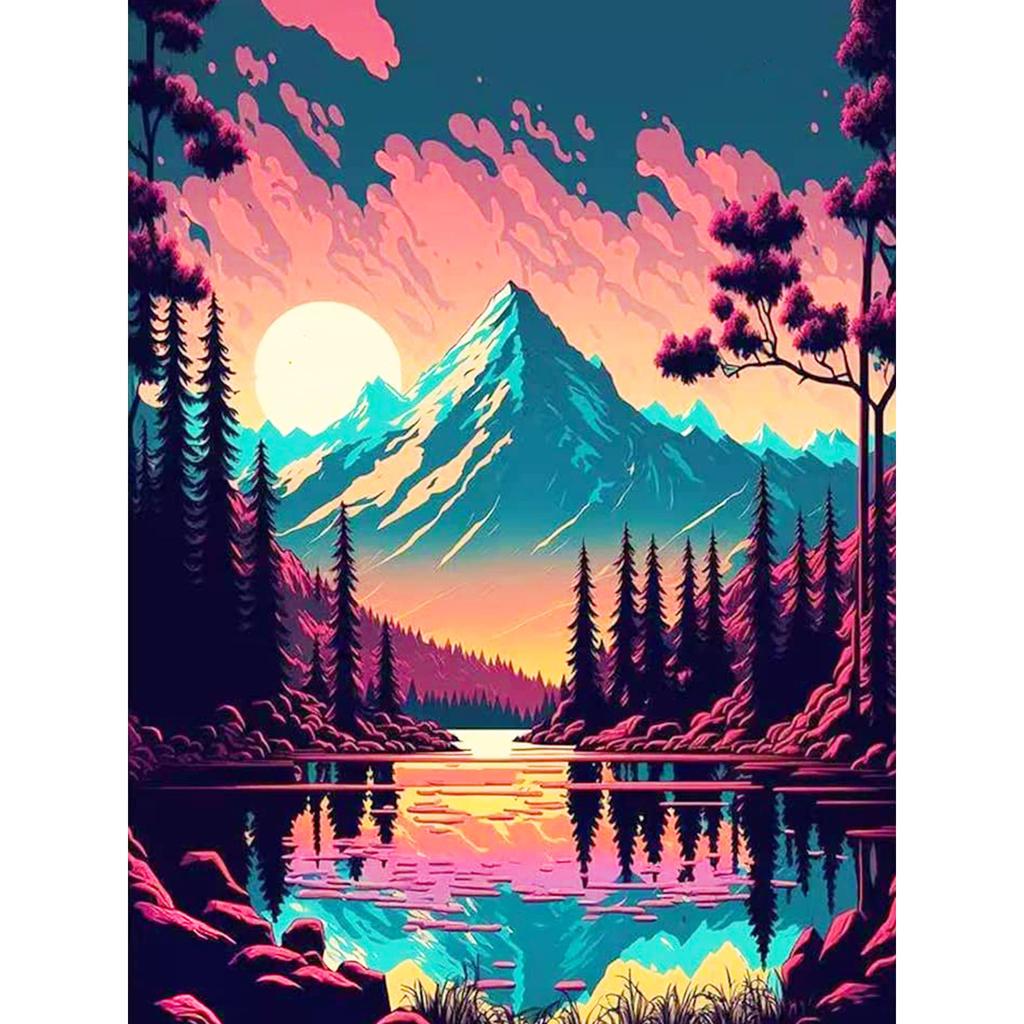 HuaCan Алмазная картина DIY Kit Ландшафтная картина Полная круглая дрель Мозаика Ночной вид Картины Вышивка Домашний декор