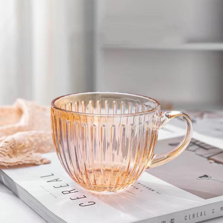 Amber Glass Coffee Cup Plate Two Piece Set Mug Water Cup Coffee Cup Milk Cup Breakfast Cup Afternoon Tea