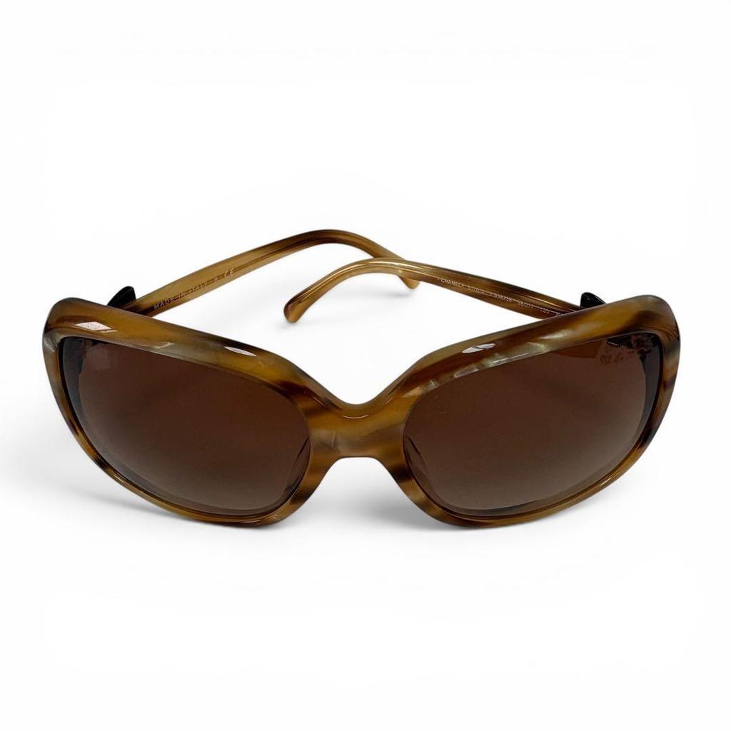 Used CHANEL Sunglasses Coco Mark Ribbon 5170-A Tortoiseshell