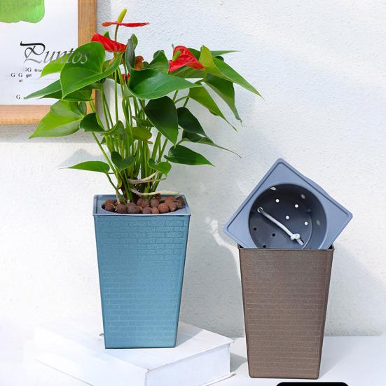 Self-Watering Plant Pot with Drainage Holes Automatic Watering Flowerpot Water Storage Planter for Indoor Outdoor Plants