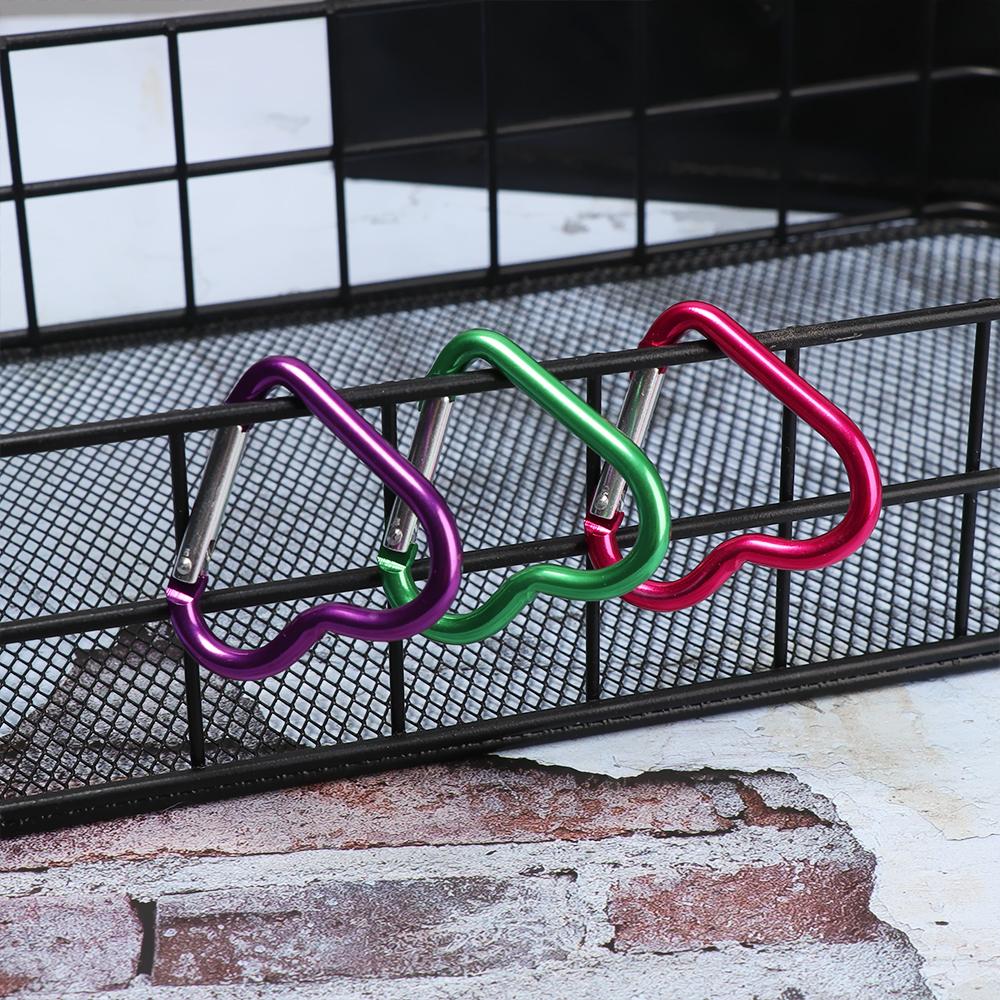 Hanging Climbing Accessories Keyring Hook Aluminum Carabiner Keychain Clip Heart-shaped Buckles