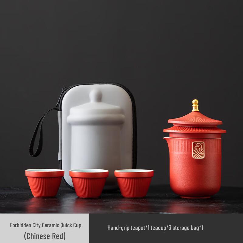 Bai Zi En Imperial Style Rough Pottery Travel Tea Set