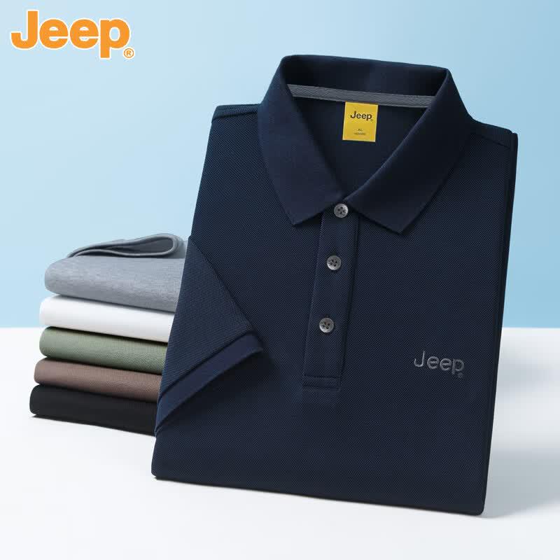 JEEP Men's Cotton-Feel Business Polo Shirt
