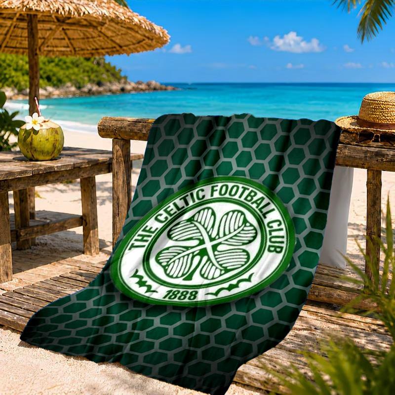 Cel-tic Football Club Crest Printed Microfiber Beach Towel, Soft And Absorbent, Quick-Dry, Ideal for Summer Travel, Beach Essential, Swimming Pool