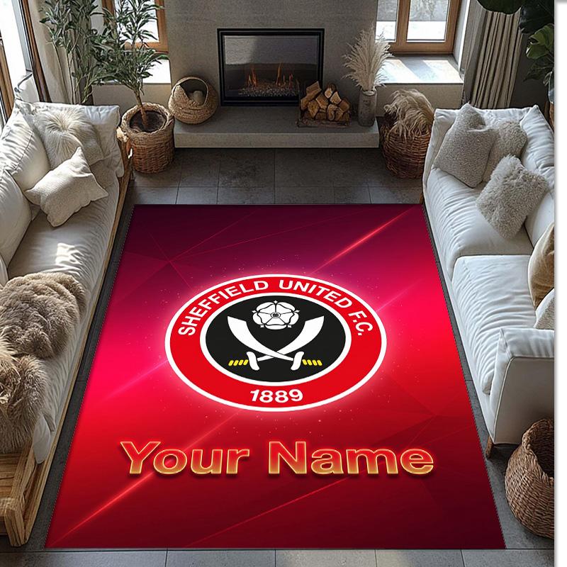 Sheffield United FC Printed Crystal Velvet Rug Non‑Slip Crystal Velvet Carpet For Sofa Bedroom Indoor Home Decoration