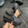 Fashion Low-top and Thin Foot Casual Single Shoes Women's Large Size Thick-soled One-pedal Rhinestone Single Shoes
