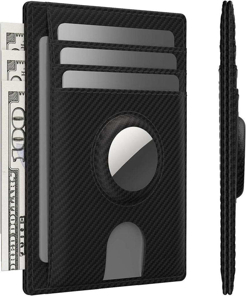 Genuine Leather RFID Anti-Theft Men's Airtag Card Holder Wallet