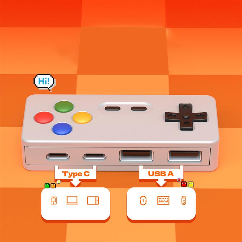 Игровой геймпад 4-в-1, моделирующий хаб, игровой контроллер, компьютерный USB Type-C, USB-C адаптер интерфейса для ноутбука, ПК, мыши, клавиатур, U-диска