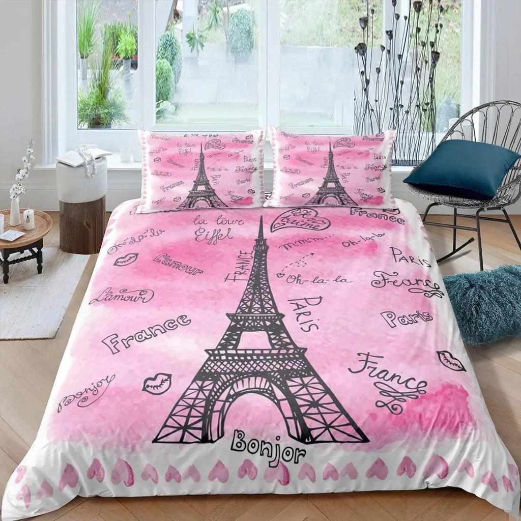 Lovely Pink Bedding Set Duvet Cover 140X200 For Girl Bedroom Quilt Cover Pillowcase Duvet Cover Bed Single Double Size(No Sheet)