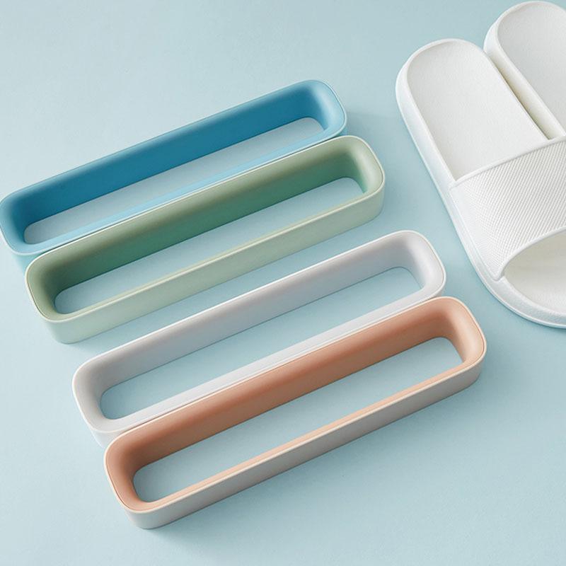 Полка для тапочек в ванной, самоклеящаяся, без проколов, настенная, с крючком, экономящая место, настенная полка для туалета, домашняя полка для хранения вещей