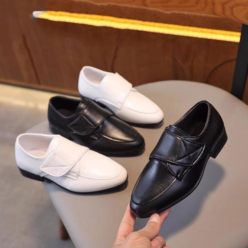 Boys' Leather Shoes, Black Soft Soles, Performance New Boys, British Fashion Shoes, Big Children's Single Shoes, Performance Shoes