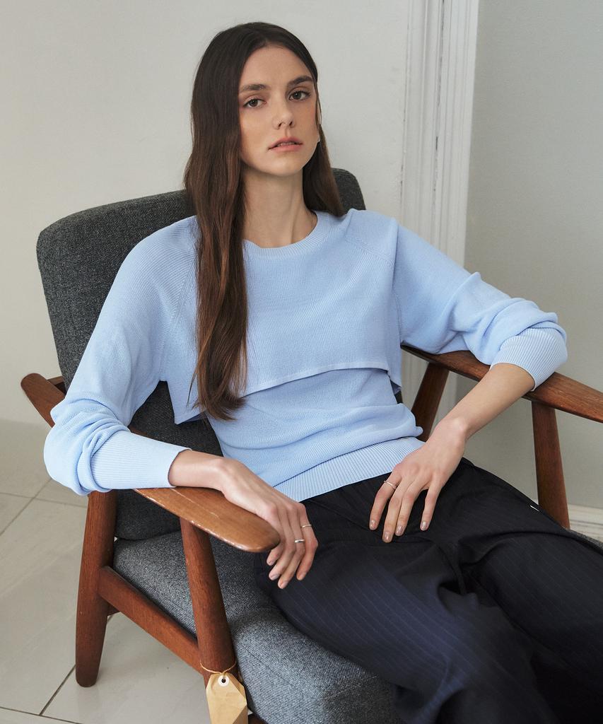 ARTID Layered Setup Knit_Light Blue