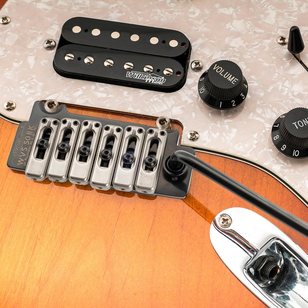 Wilkinson WVS50IIK струнный седло стальное 2-точечное опорное устройство тремоло бридж сборка с полным стальным блоком для черного 10,5 мм