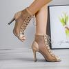 Women High Heeled Sandals Sexy High Heels Party Shoes Summer Mesh Peep Toe High Heels Boots Latin Jazz Dance Shoes Pumps