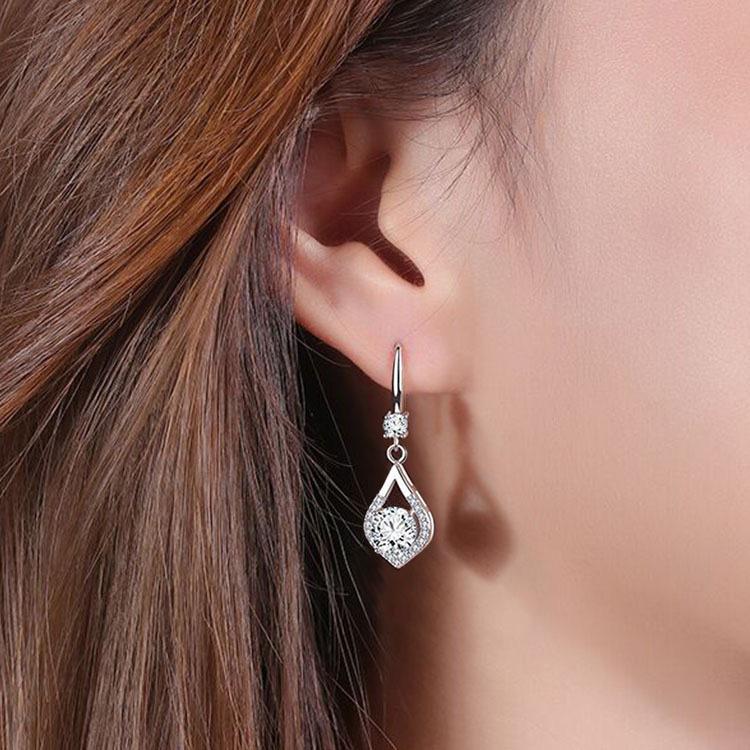 Elegant Korean-Style Zircon Teardrop Earrings for Women