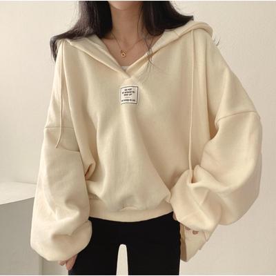 Модная кофта-худи свободного кроя с рукавами летучая мышь, универсальная, с V-образным вырезом и капюшоном для женщин