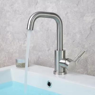 Нержавеющая сталь 304 Ванная раковина Смеситель для раковины Стальной Горячая холодная Мойка Смеситель Кран 360 вращение Смесители для раковины Однорычажный смеситель Для ванной комнаты