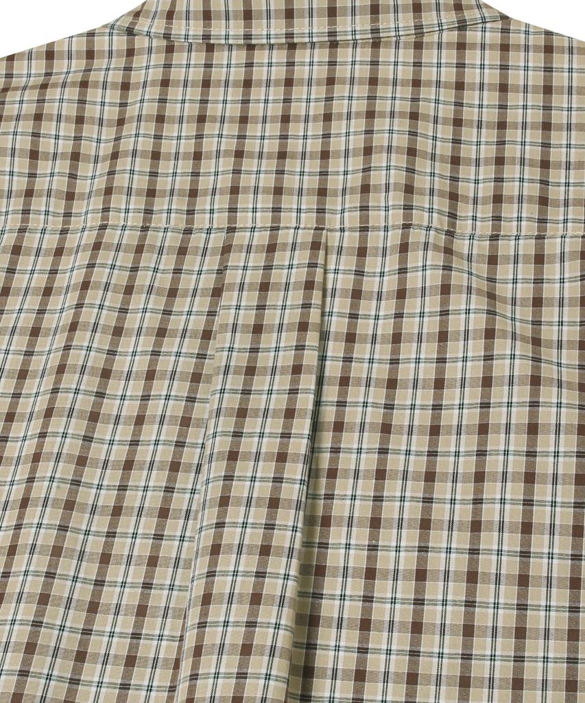 NODU Check Boxy Half Street Shirt [Beige]