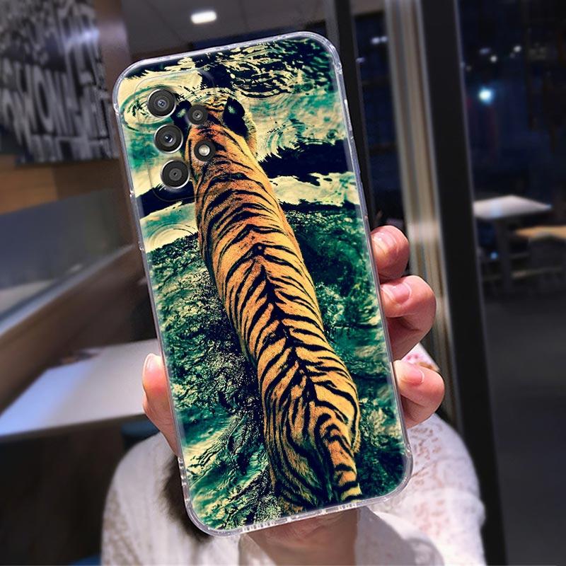 Силиконовый прозрачный чехол для Samsung Galaxy A52 A51 A53 A72 A71 A73 A32 A31 A33 A22 A11 Мягкие чехлы Чехол Орел Кот Лев Тигр Животное