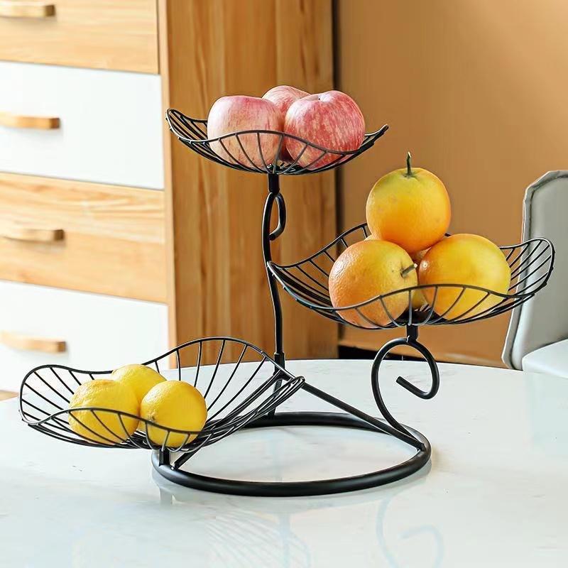 Iron Fruit Plate Living Room Home Fruit Plate Candy Bowls Nordic Three-layer Snack Shelf Rack Geometric Multi-layer Fruit Plate Basket Snacks Tray
