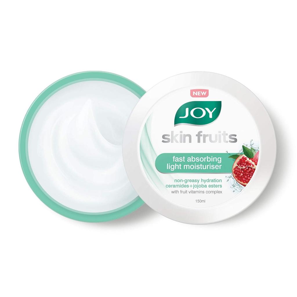 JOY Skin Fruits Fast Absorbing Pomegranate Light Moisturizer 2 X 150 Ml Non-Oily Face Cream for All Skin Types