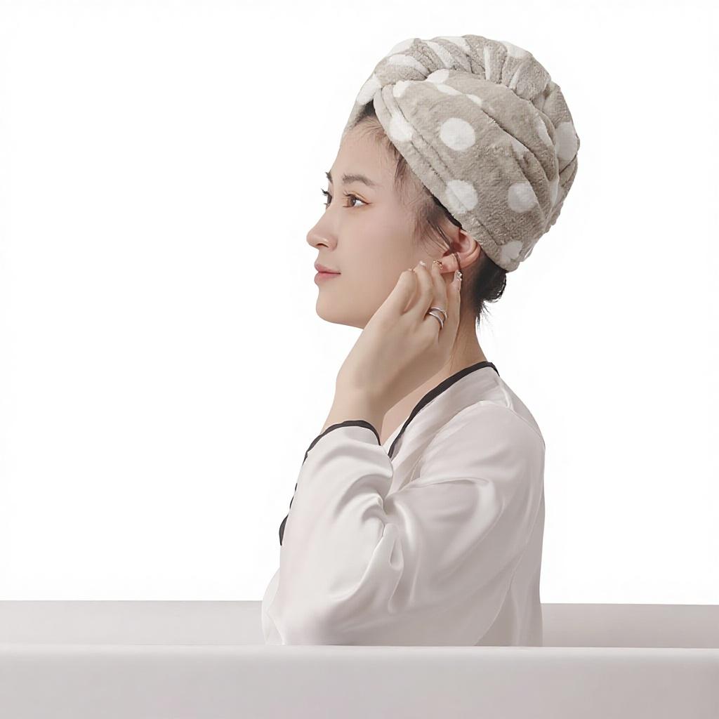 Women's Water Absorbent Quick-Drying Thickened No Shedding Hair Drying Cap Towel Headscarf