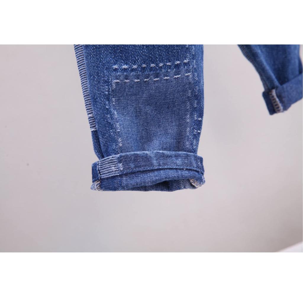 Комплект из 3 предметов: верх и низ из денима в стиле пэчворк, джинсы с длинным рукавом, корейская одежда для мальчиков, 80 см, 90 см, 100 см, 110 см, 120 см [EnDast] Футболка