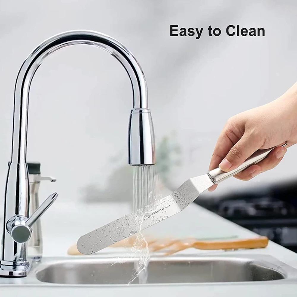 Stainless Steel Cake Spatula Curved/Straight Cake Decorating Tools  Kitchen Pastry Cake Decor