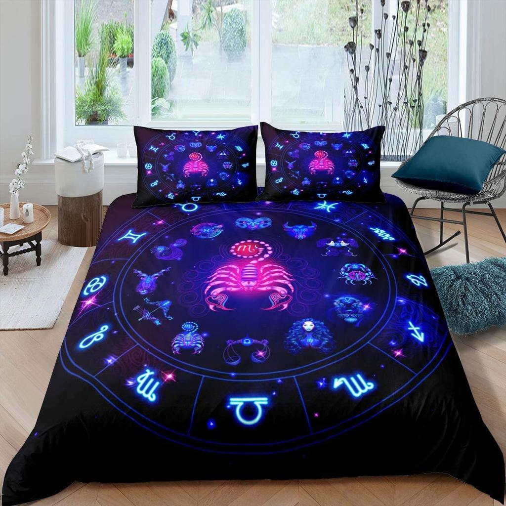 Gemini Comforter Cover Set Twin Size Constellation Duvet Cover Set, Outer Space Universe Planet Print Bedding Set For Kids Teens