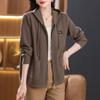 Spring and Autumn Hooded Knitted Cardigan Women's Zipper Hooded Sweater Jacket Top