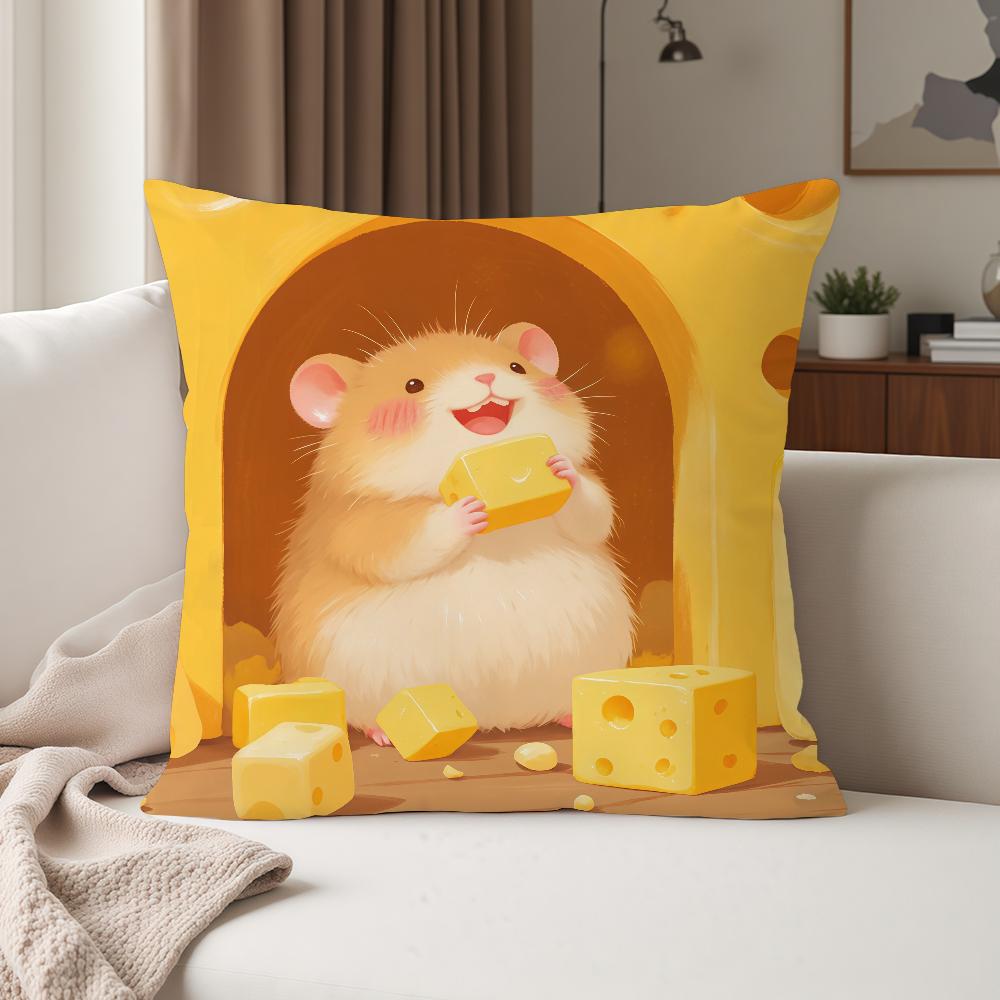 Kawaii Cute HamsterinCheese Pillow Case Suitable For Bedrooms Living Rooms Cars Home Decoration