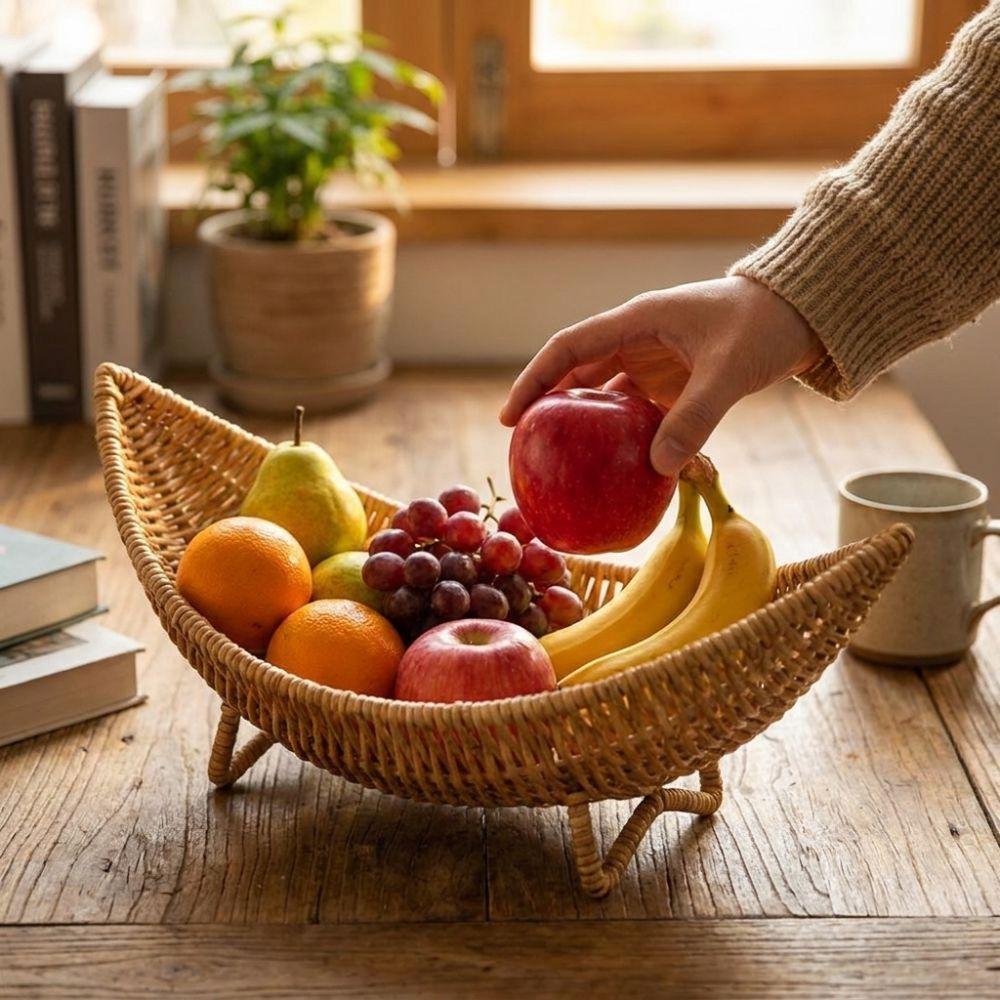 Large Capacity Cosmetics Storage Basket Moisture Proof Fruit Bread Basket Camping Tray Bedroom Use