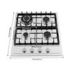 Powerful Built-in Gas Cooktop 4 Burner, Stainless Steel with 3KW Rapid Burner & Cast Iron Grates for Kitchen