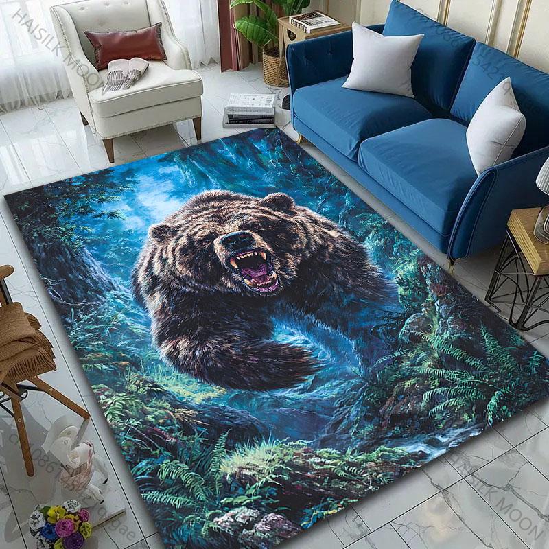 Irritable Brown Bear Pattern Carpet for Living Room Bedroom Sofa Home Decor Non-slip Floor Mat Large Size Multi-Size Selection