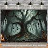 1 piece of 2D background fabric, with skeletal background fabric hanging all over the eerie forest.PMJ