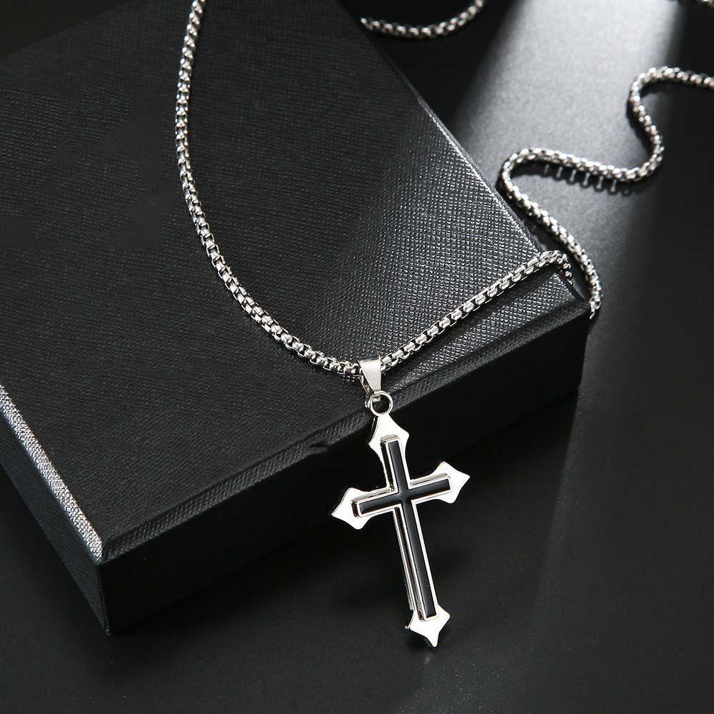 Street Style Stainless Steel Men Necklaces Cross Necklaces Clavicle Chains Cross Pendants