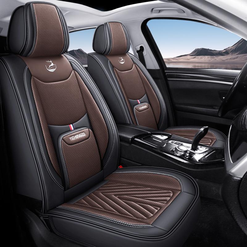 2 шт. Роскошные чехлы на сиденья с полной защитой для передних сидений, Премиальная перфорированная ПУ кожа, Универсальная посадка для большинства автомобилей