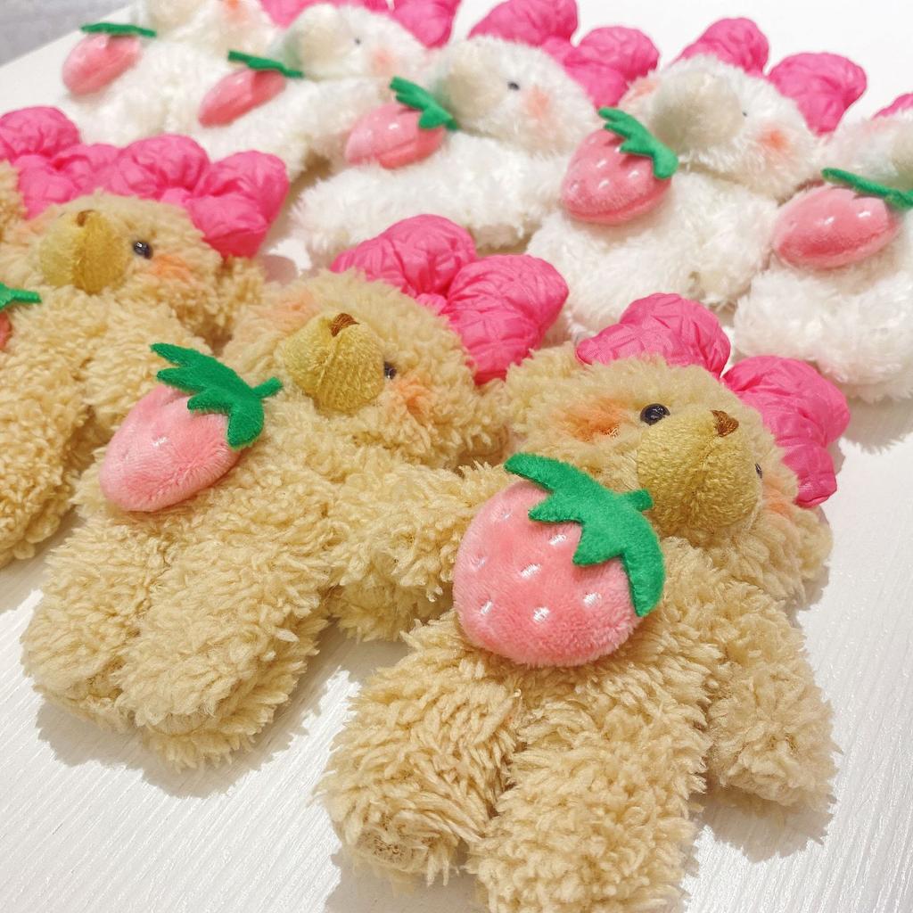 15 см мультяшная принцесса-клубничка, плюшевая игрушка, кукла, кавайный розовый бант, плюшевый медведь, кукла для девочки, сумка, брелок, детский подарок