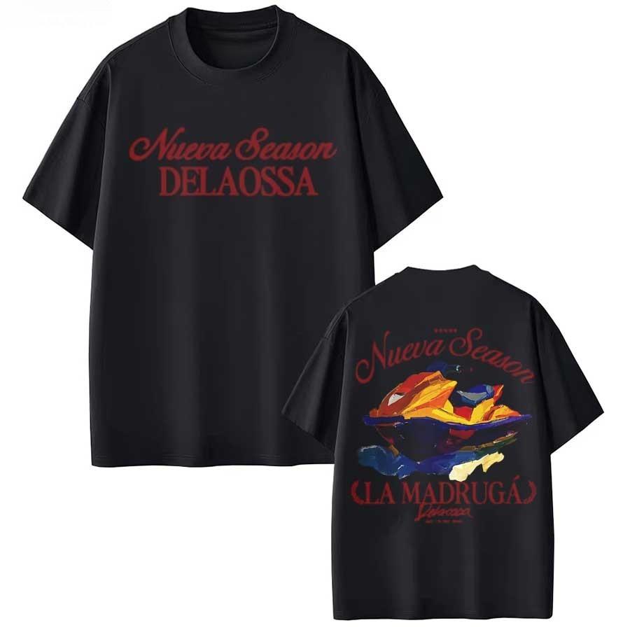Футболка Rapper Delaossa NUEVA SEASON La Madruga Merch для мужчин и женщин, хип-хоп, стритвир, оверсайз, хлопковая футболка